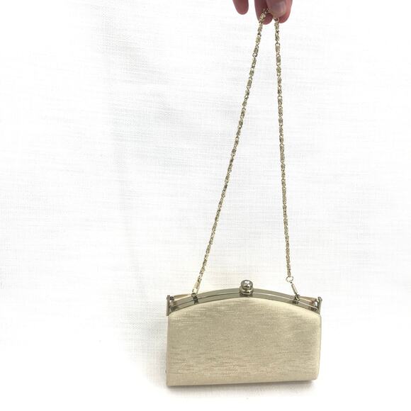Vintage Women's Party Gold Clutches Hand Purse Bag Gold Chain Size One - Picture 4 of 5
